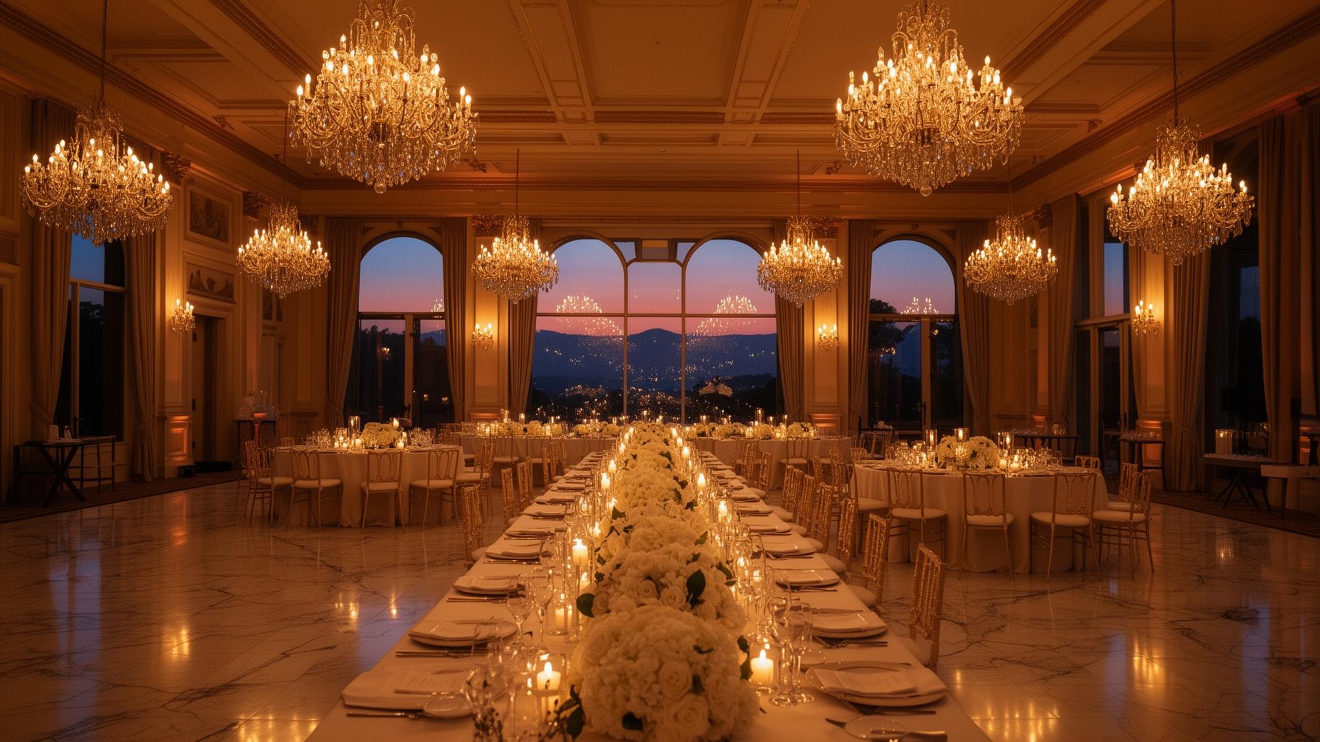 Salón principal Villa Aurora al atardecer